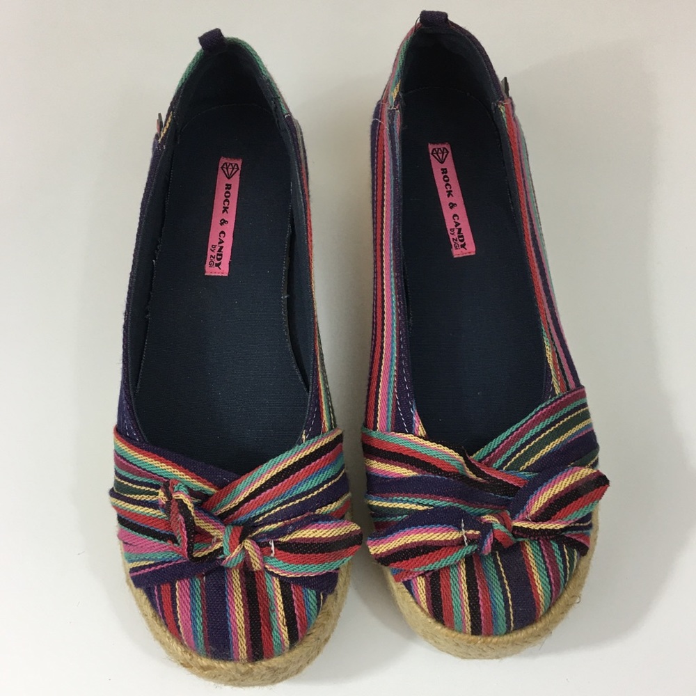 Rock & Candy Stripe Espadrille Wedged flats Size 9